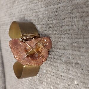 Gold Tone Wire Wrap Druzy Cuff